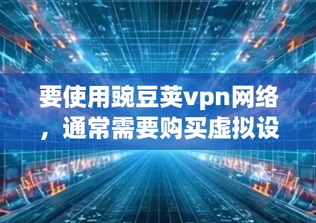 要使用豌豆荚vpn网络，通常需要购买虚拟设备，比如虚拟服务器、虚拟主机等，以便进行存储和管理。需要注意的是，豌豆荚vpn网络可能需要一定的技术支持，以及对用户设备的兼容性要求较高